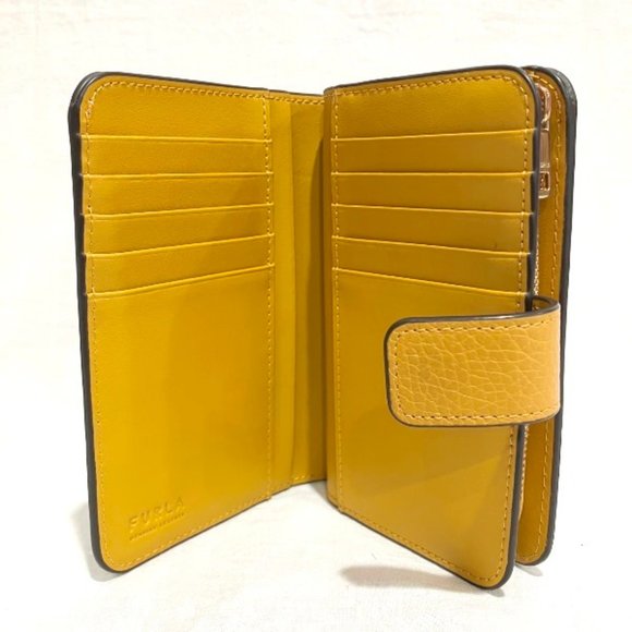 FURLA Yellow Leather Wallet Bifold Ladies - Picture 2 of 9